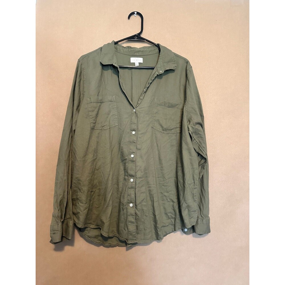 Lucky Brand Women's Top Button up Greeen Size XL Woman’s Cotton